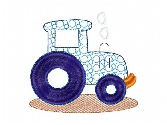 Tractor Smoke: A Whimsical Farm Country Embroidery Design